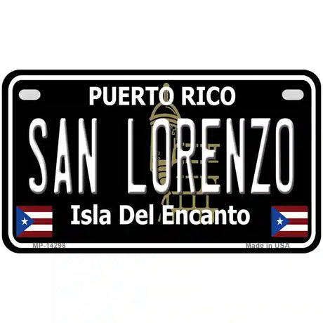 San Lorenzo Puerto Rico Black Novelty Metal License Plate 7" x 4" (MP)