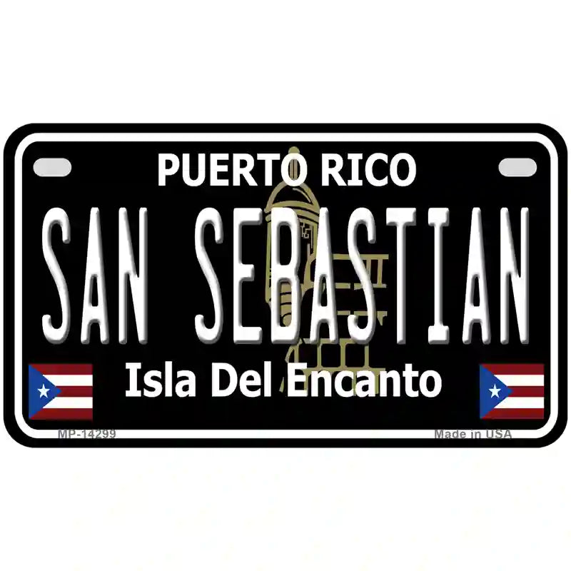 San Sebastian Puerto Rico Black Novelty Metal License Plate 7" x 4" (MP)