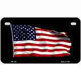 Waving American Flag Black Metal Novelty License Plate 7" x 4" (MP)