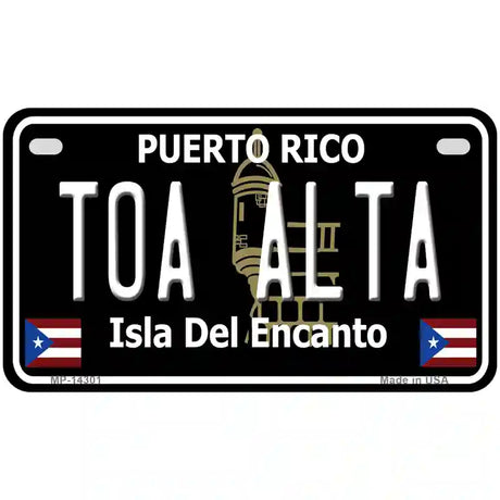 Toa Alta Puerto Rico Black Novelty Metal License Plate 7" x 4" (MP)