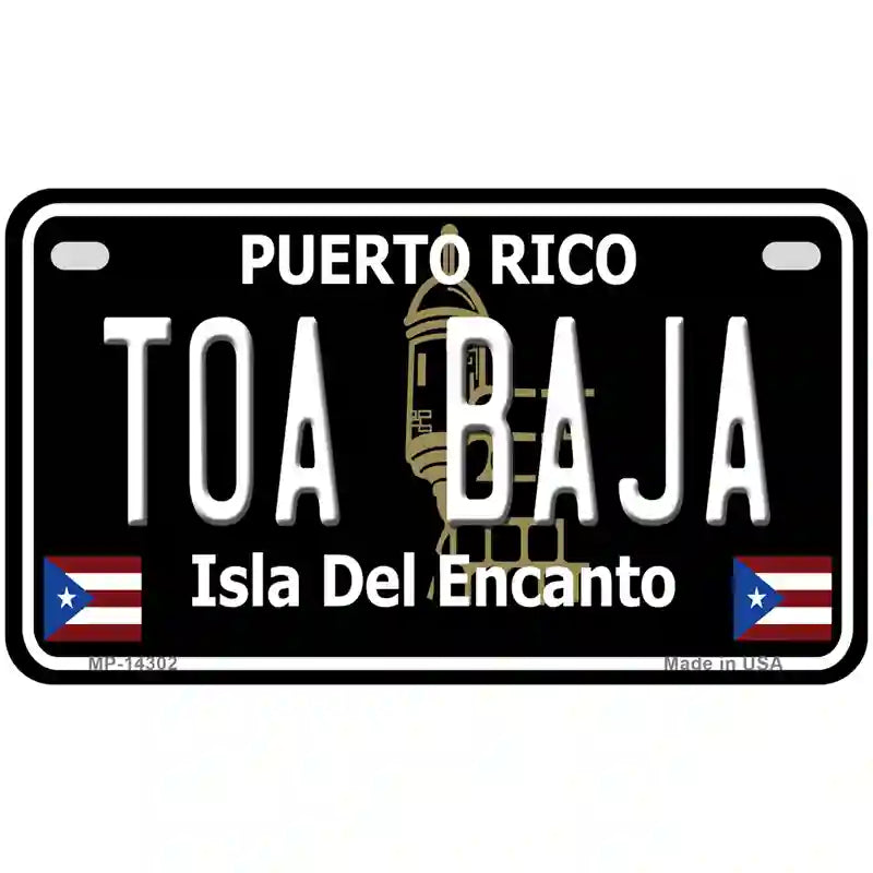 Toa Baja Puerto Rico Black Novelty Metal License Plate 7" x 4" (MP)