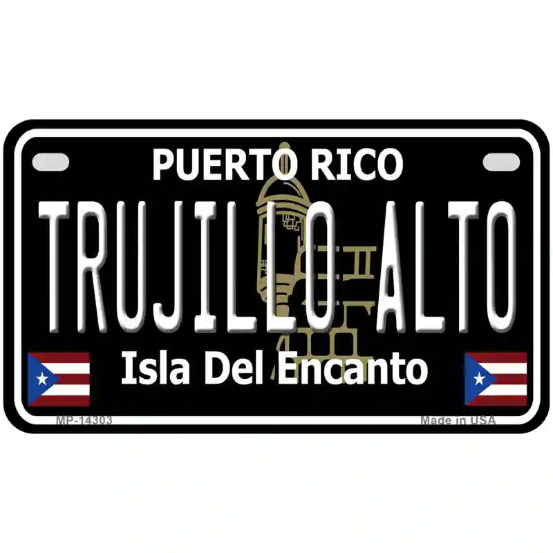 Trujillo Alto Puerto Rico Black Novelty Metal License Plate 7" x 4" (MP)