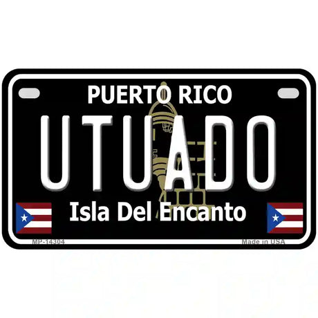 Utuado Puerto Rico Black Novelty Metal License Plate 7" x 4" (MP)