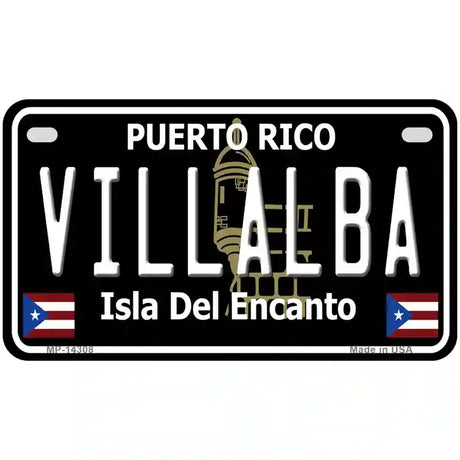 Villalba Puerto Rico Black Novelty Metal License Plate 7" x 4" (MP)