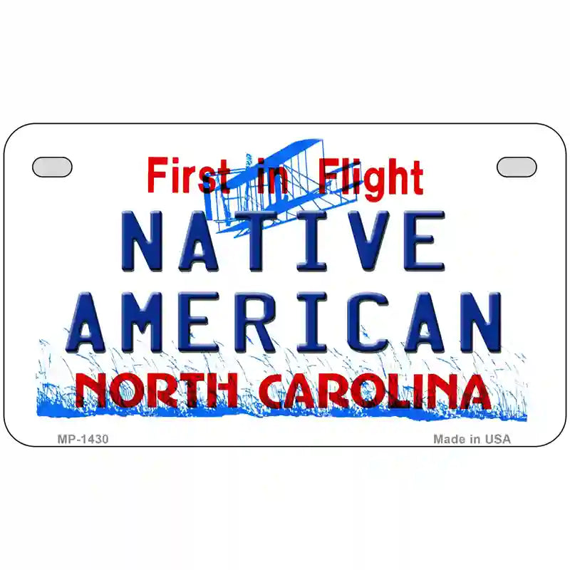 North Carolina Native American Metal Novelty License Plate 7" x 4" (MP)