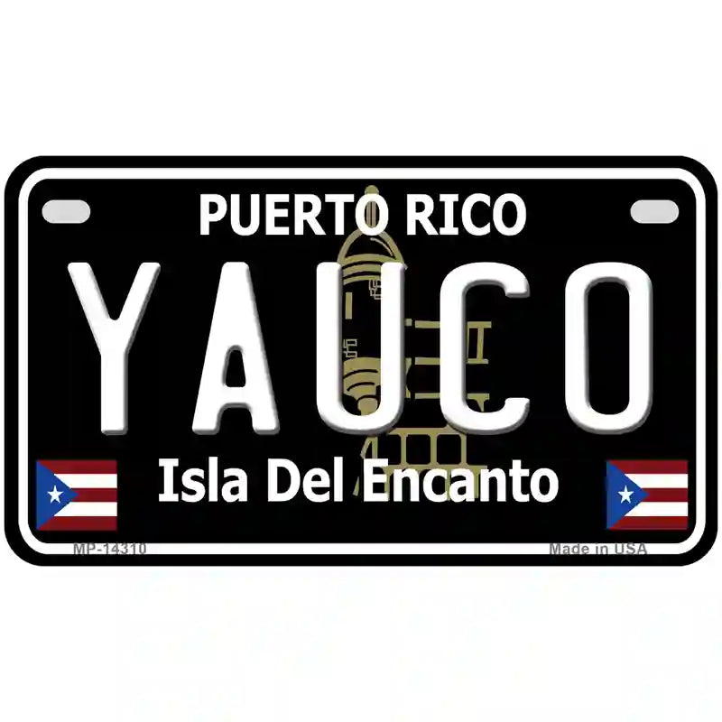 Yauco Puerto Rico Black Novelty Metal License Plate 7" x 4" (MP)