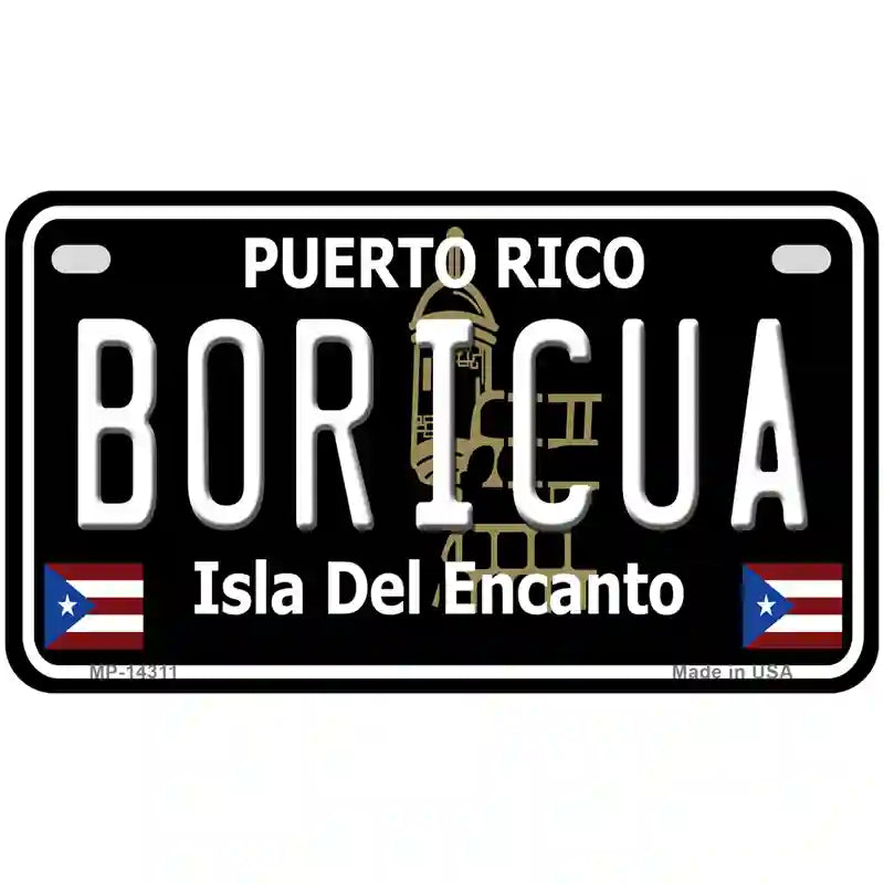 Boricua Puerto Rico Black Novelty Metal License Plate 7" x 4" (MP)