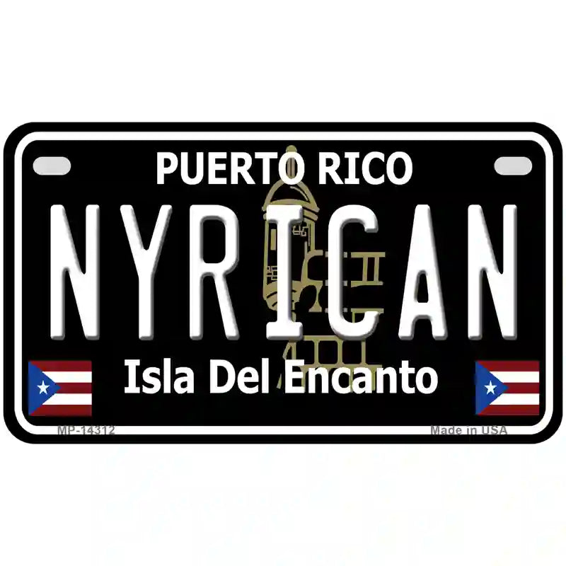 Nyrican Puerto Rico Black Novelty Metal License Plate 7" x 4" (MP)