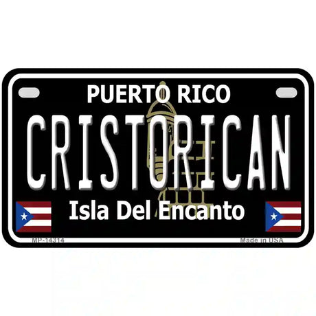 Cristorican Puerto Rico Black Novelty Metal License Plate 7" x 4" (MP)