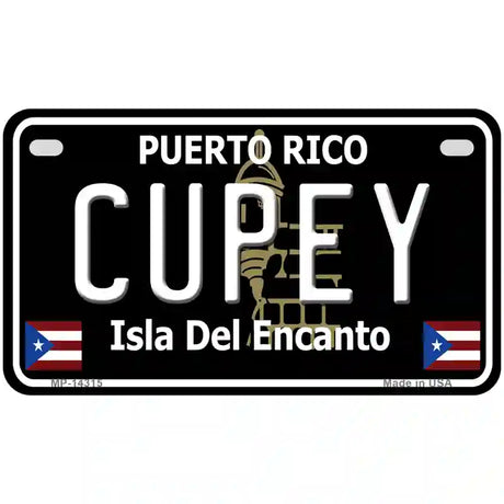 Cupey Puerto Rico Black Novelty Metal License Plate 7" x 4" (MP)