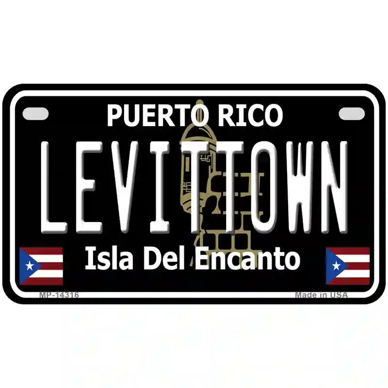 Levittown Puerto Rico Black Novelty Metal License Plate 7" x 4" (MP)