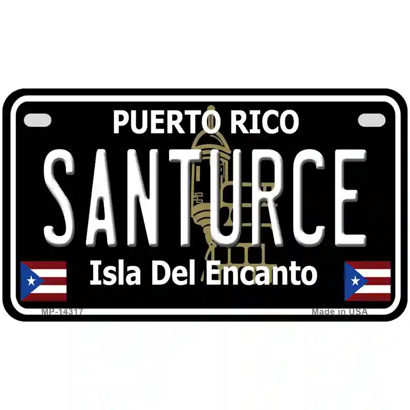 Santurce Puerto Rico Black Novelty Metal License Plate 7" x 4" (MP)