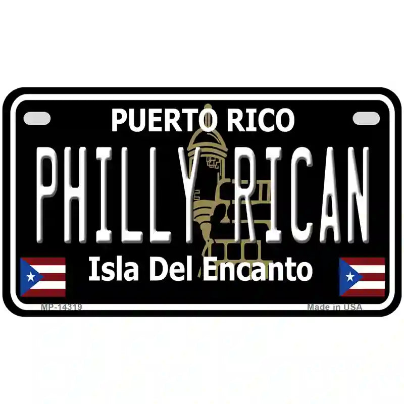 Philly Rican Puerto Rico Black Novelty Metal License Plate 7" x 4" (MP)