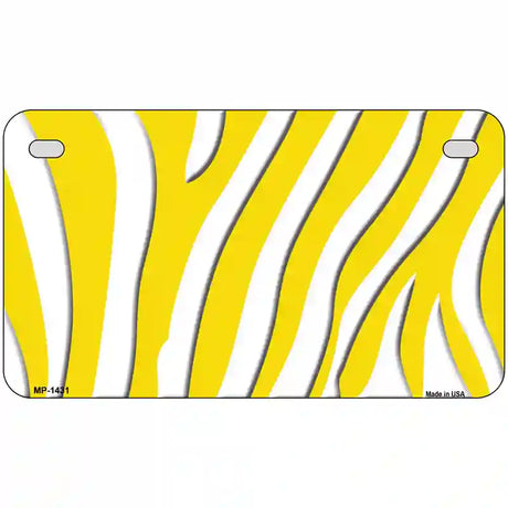 Yellow White Zebra Metal Novelty License Plate 7" x 4" (MP)