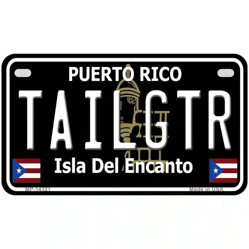 Tailgtr Puerto Rico Black Novelty Metal License Plate 7" x 4" (MP)