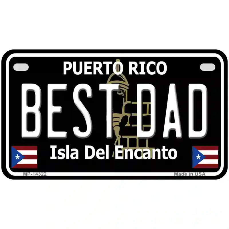 Best Dad Puerto Rico Black Novelty Metal License Plate 7" x 4" (MP)