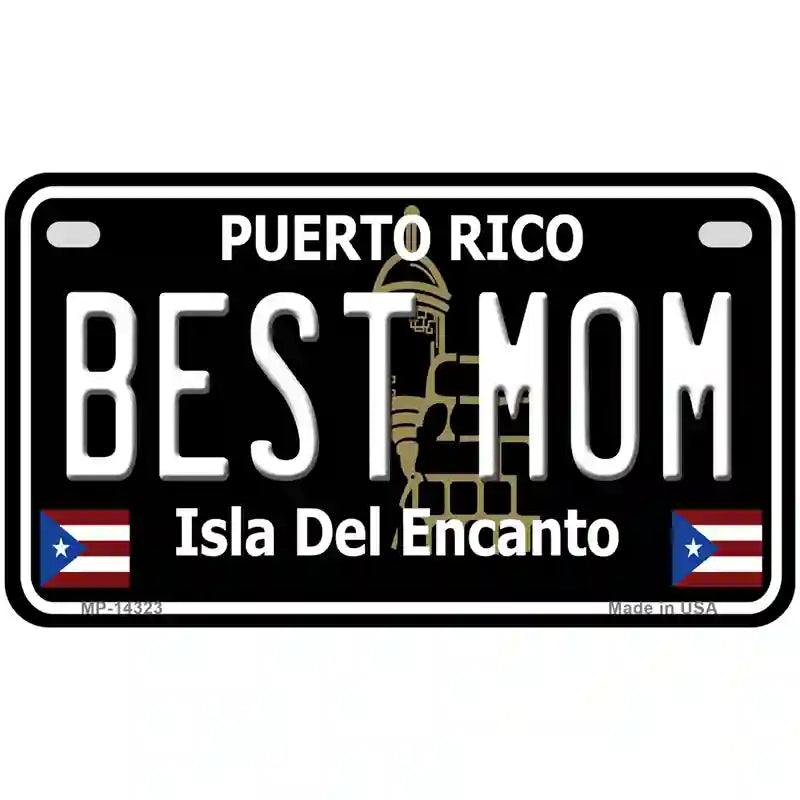 Best Mom Puerto Rico Black Novelty Metal License Plate 7" x 4" (MP)