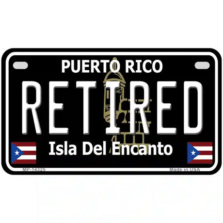 Retired Puerto Rico Black Novelty Metal License Plate 7" x 4" (MP)