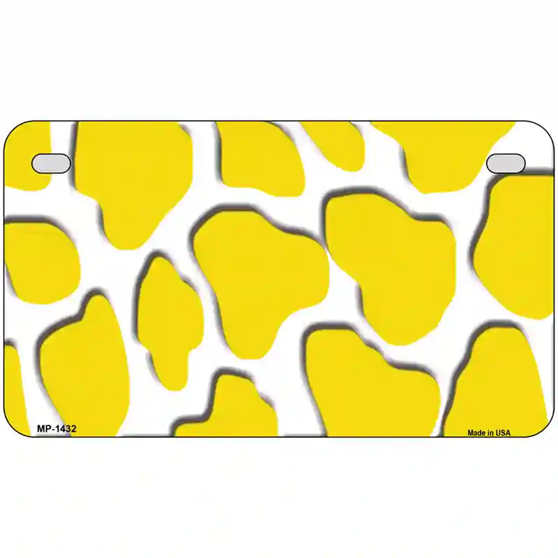 Yellow White Giraffe Metal Novelty License Plate 7" x 4" (MP)