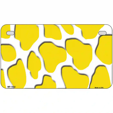 Yellow White Giraffe Metal Novelty License Plate 7" x 4" (MP)