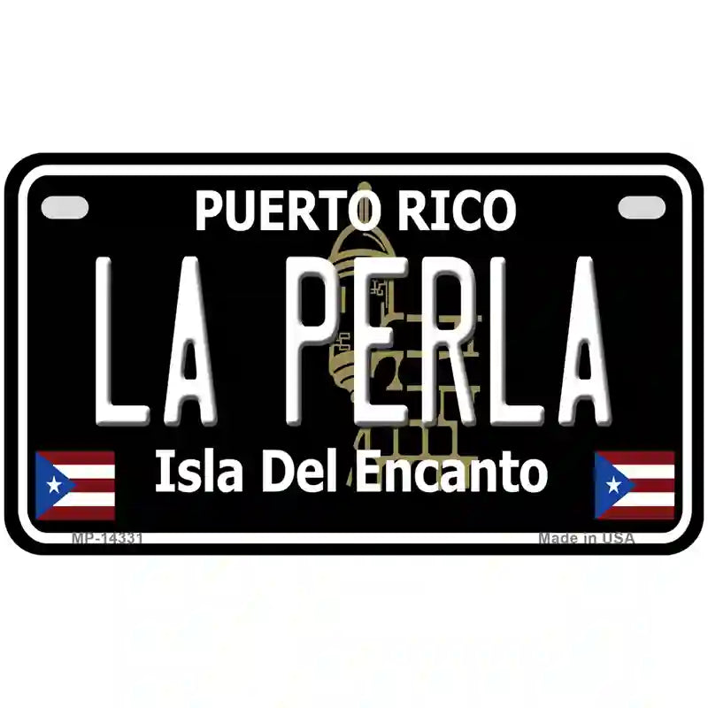 La Perla Puerto Rico Black Novelty Metal License Plate 7" x 4" (MP)