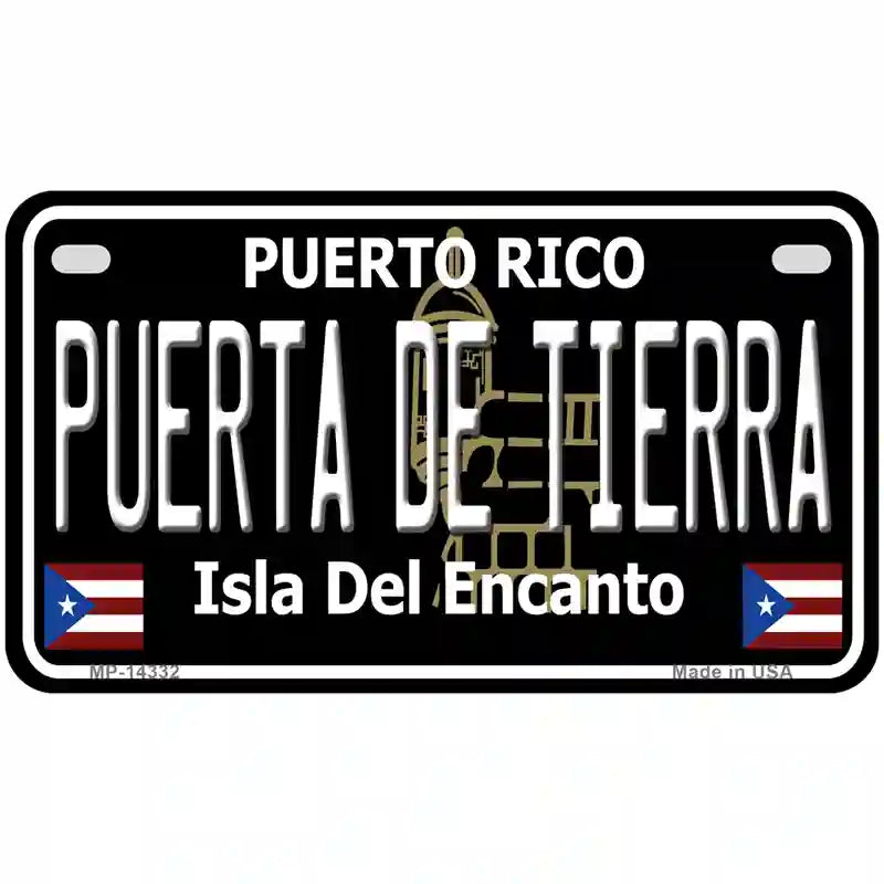 Puerta De Tierra Puerto Rico Black Novelty Metal License Plate 7" x 4" (MP)