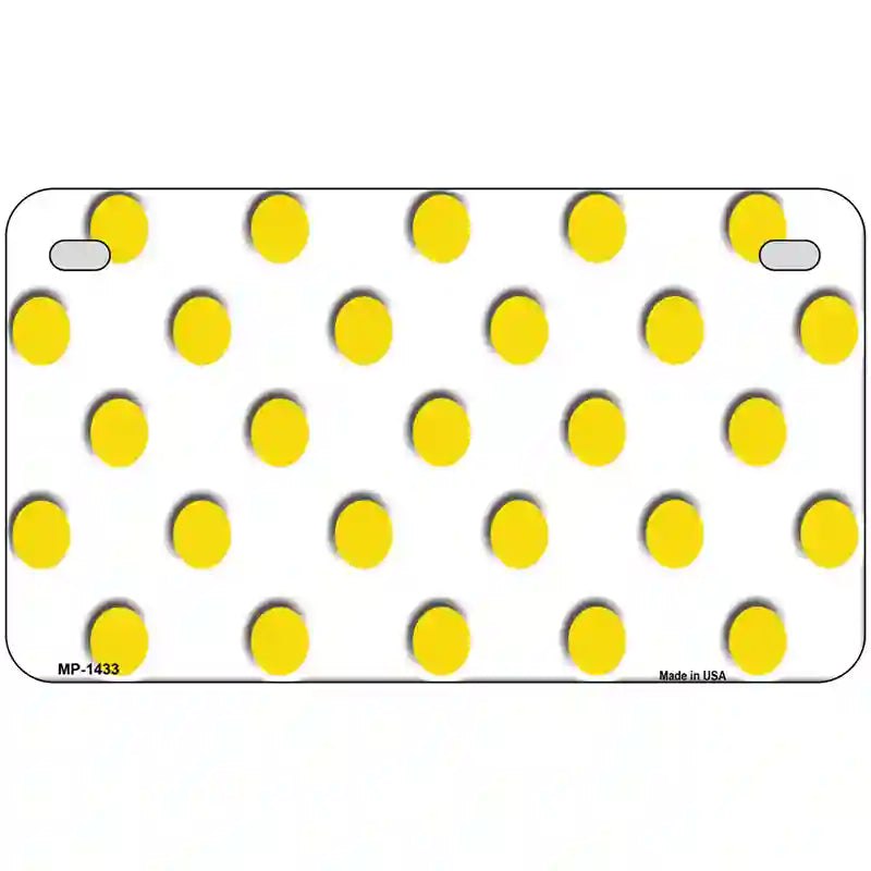 Yellow White Polka Dot Metal Novelty License Plate 7" x 4" (MP)