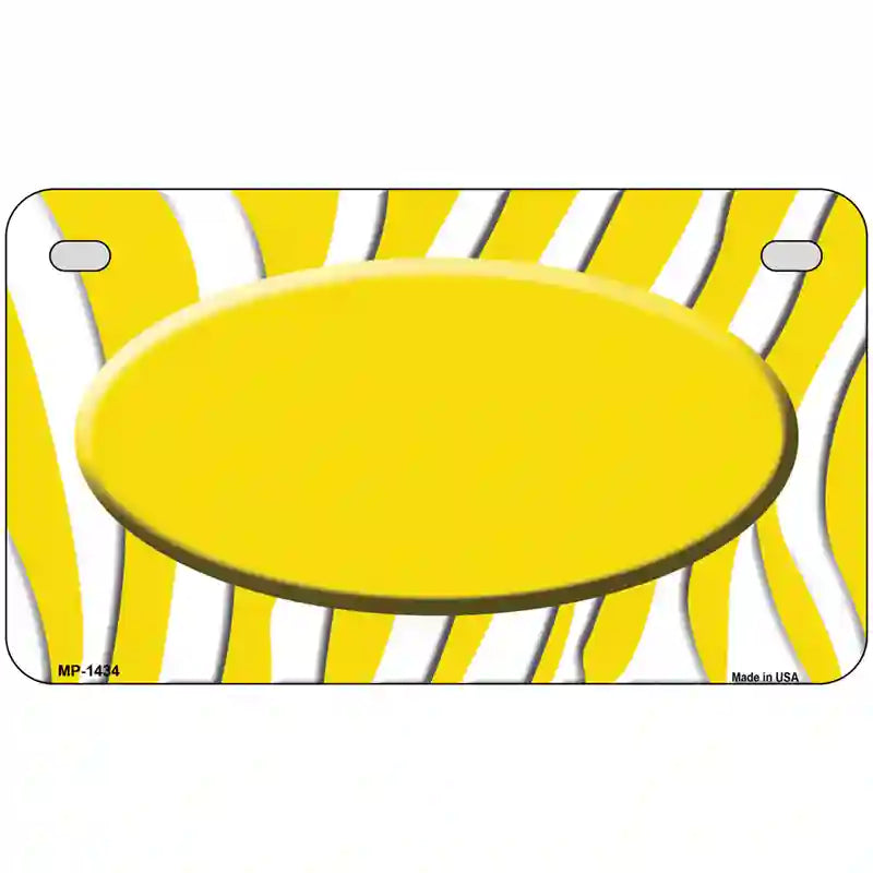 Yellow White Zebra Yellow Center Oval Metal Novelty License Plate 7" x 4" (MP)