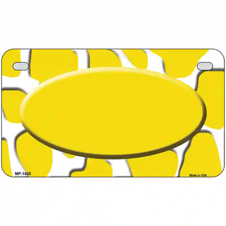 Yellow White Giraffe Yellow Center Oval Metal Novelty License Plate 7" x 4" (MP)