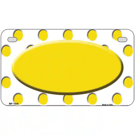 Yellow White Polka Dot Yellow Center Oval Metal Novelty License Plate 7" x 4" (MP)