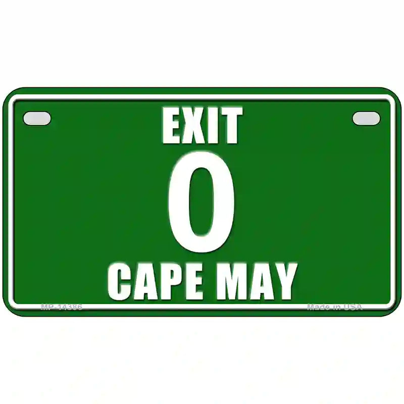 Exit 0 Cape May Novelty Metal License Plate 7" x 4" (MP)