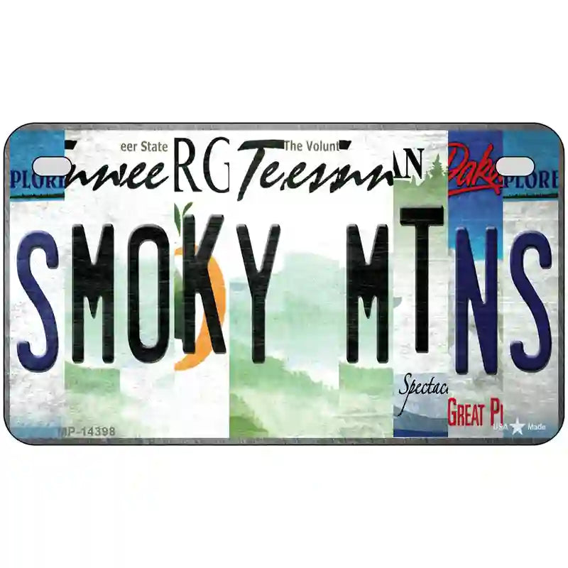 Smoky Mountains License Plate Art Novelty Metal License Plate 7" x 4" (MP)