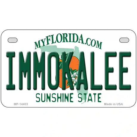 Immokalee Florida Novelty Metal License Plate 7" x 4" (MP)