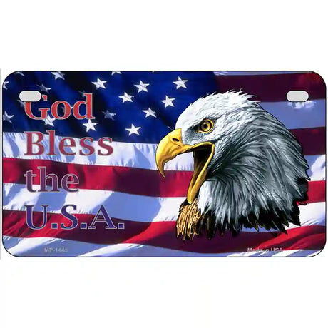 God Bless The USA Metal Novelty License Plate 7" x 4" (MP)