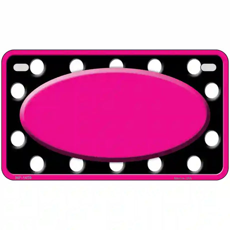 White Black Polka Dots Pink Frame And Center Oval Metal Novelty License Plate 7" x 4" (MP)