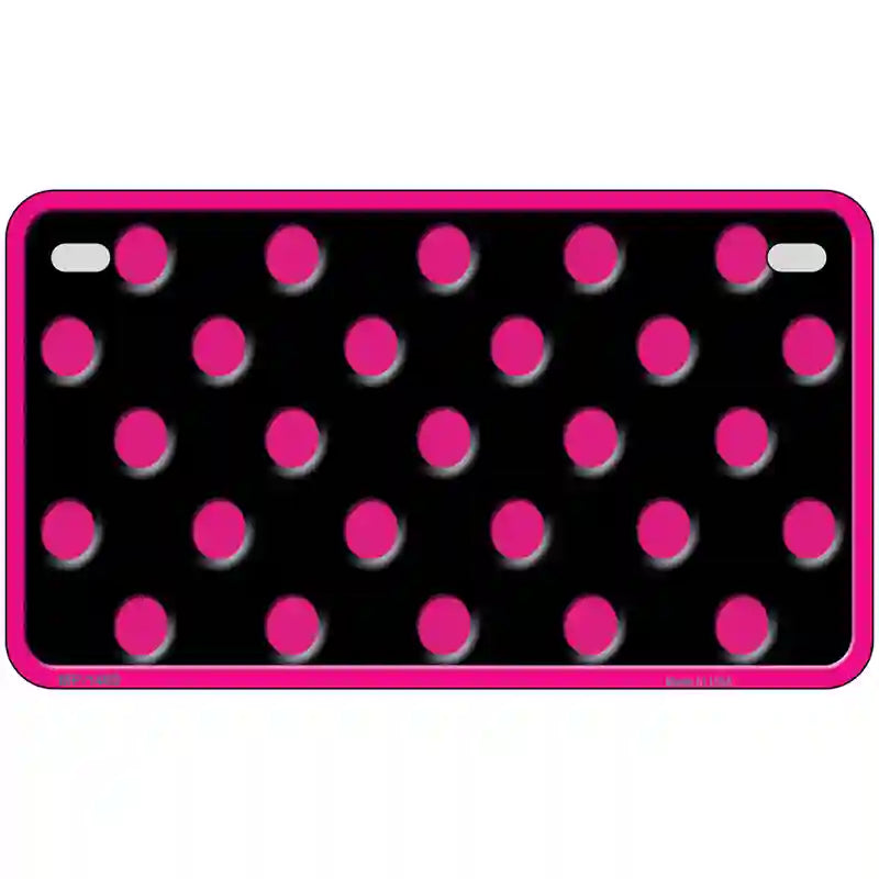 Pink Black Polka Dot Metal Novelty License Plate 7" x 4" (MP)