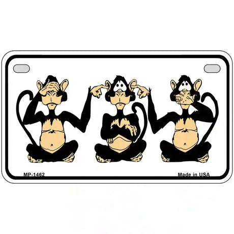 See Hear Speak Monkey Metal Novelty License Plate 7" x 4" (MP)