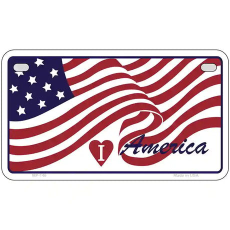 I Love America Flag Metal Novelty License Plate 7" x 4" (MP)