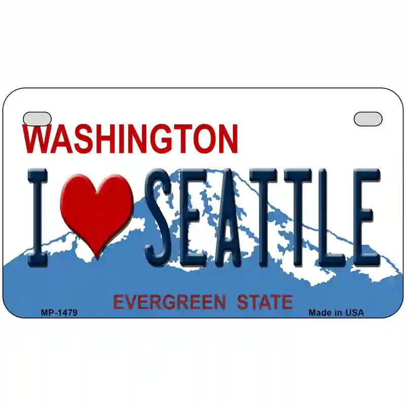 I Love Seattle Washington Novelty Metal License Plate 7" x 4" (MP)