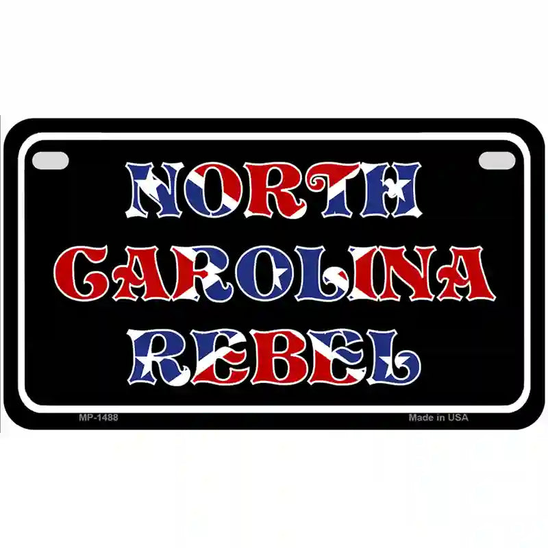 North Carolina Rebel Metal Novelty License Plate 7" x 4" (MP)