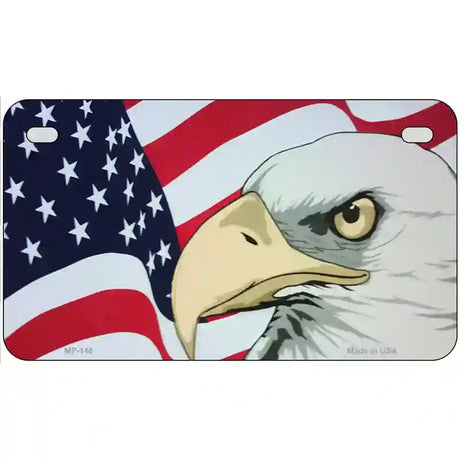 American Flag With Eagle Metal Novelty License Plate 7" x 4" (MP)