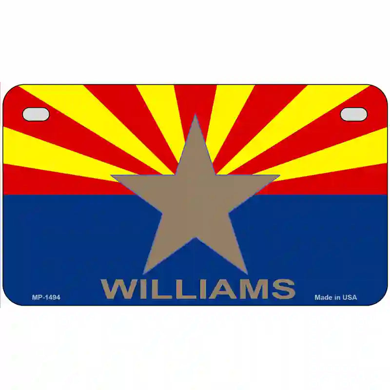 Williams Arizona Flag Metal Novelty License Plate 7" x 4" (MP)