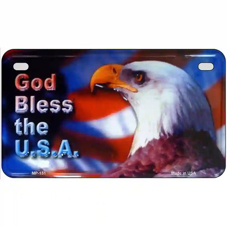 God Bless USA Eagle Metal Novelty License Plate 7" x 4" (MP)