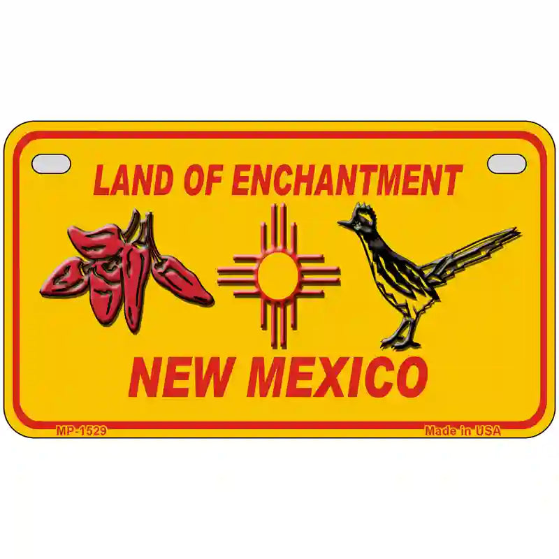 Red Chili & Road Runner Yellow New Mexico Novelty Metal License Plate 7" x 4" (MP)