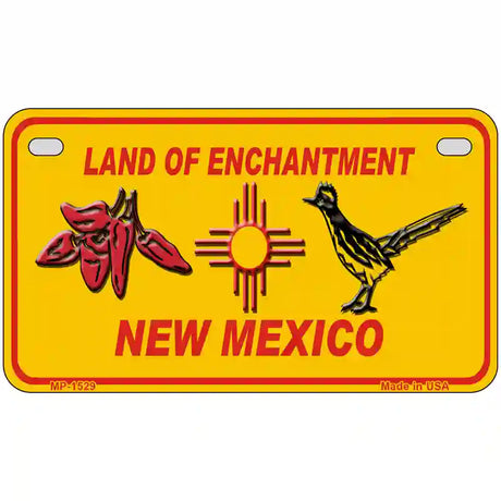 Red Chili & Road Runner Yellow New Mexico Novelty Metal License Plate 7" x 4" (MP)