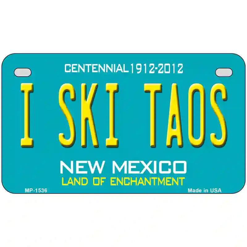 I Ski Taos New Mexico Novelty Metal License Plate 7" x 4" (MP)