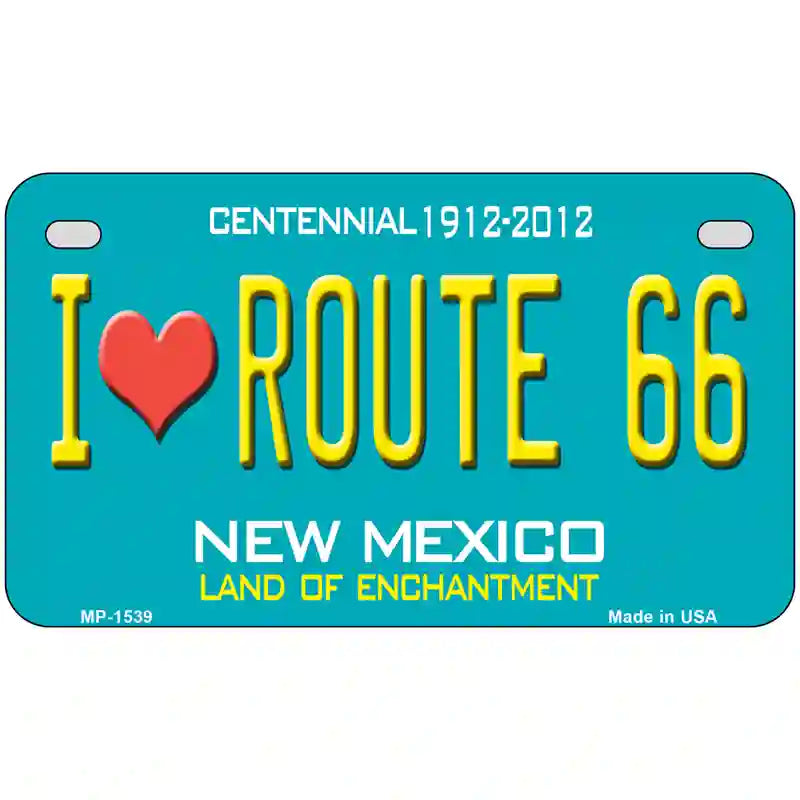 I Love Route 66 New Mexico Novelty Metal License Plate 7" x 4" (MP)