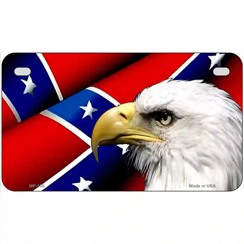 Confederate Flag Eagle Metal Novelty License Plate 7" x 4" (MP)