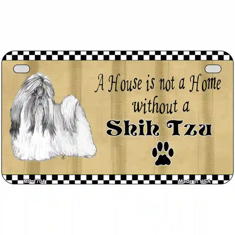 Pencil Sketch Shih Tzu Metal Novelty License Plate 7" x 4" (MP)