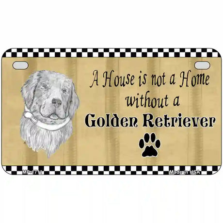 Pencil Sketch Golden Retriever Metal Novelty License Plate 7" x 4" (MP)